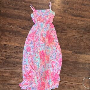 Lily Pulitzer Floral Maxi Dress with Pink and Blue Pattern